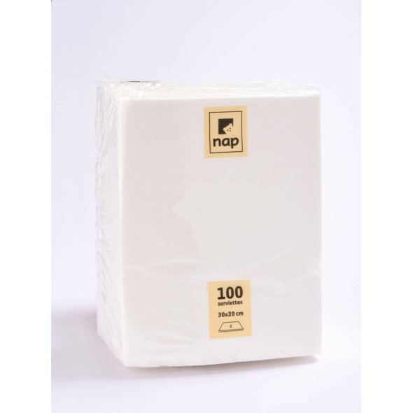 Serviette blanc ouate de cellulose 39x30 cm (100 pièces) Serviette blanc ouate de cellulose 39x30 cm (100 pièces)