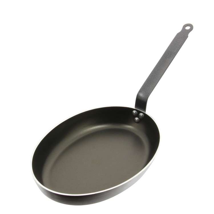 Poêle ovale aluminium Revêtement anti-adhésif 36x26 cm Choc Resto Induction De Buyer