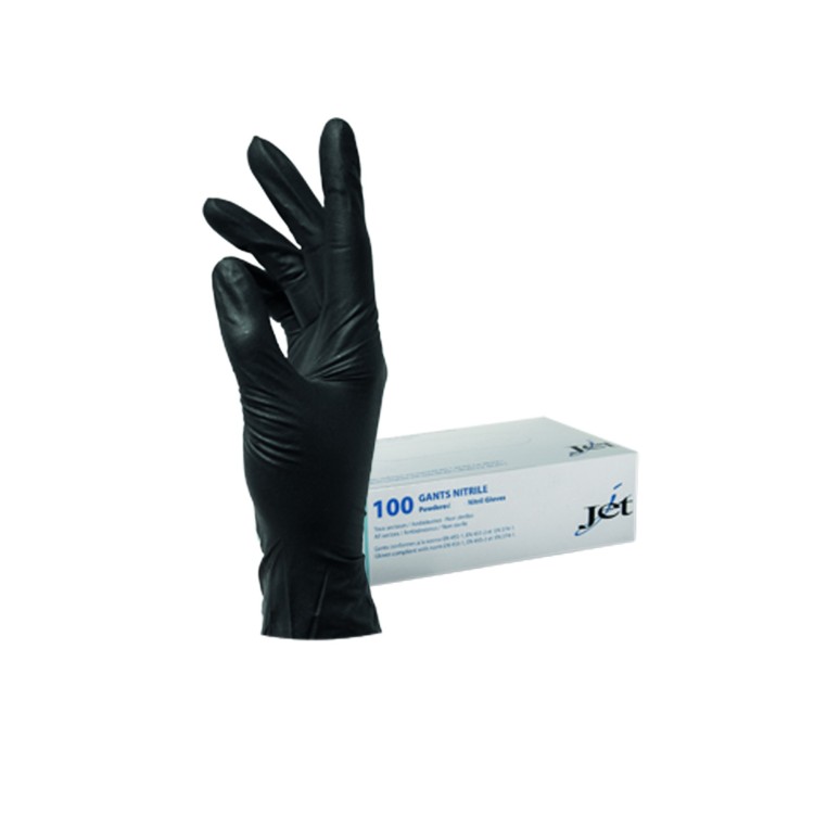 Gants nitrile noir M (100 pièces)