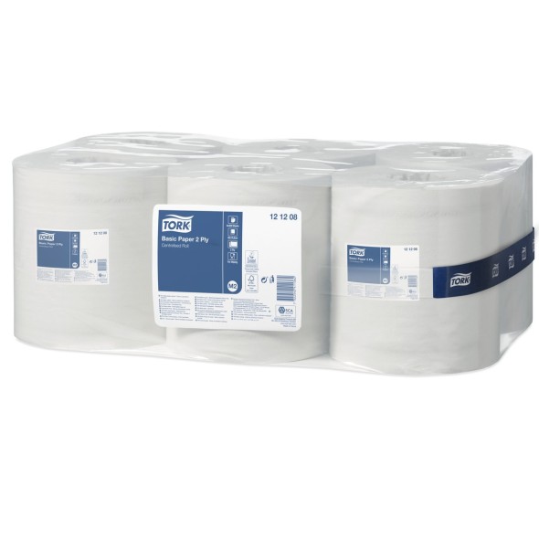 Bobine à dévidage central blanc ouate de cellulose 19,8x30 cm Tork (6 pièces)