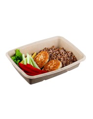 Barquette rectangulaire beige 23x16x3 cm 60 cl Be Pulp (75 pièces)