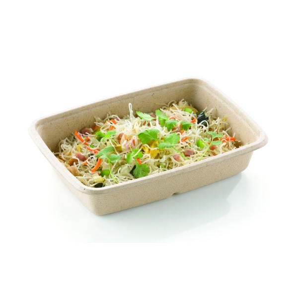 Barquette rectangulaire beige 23x16x5 cm 95 cl Be Pulp (75 pièces)