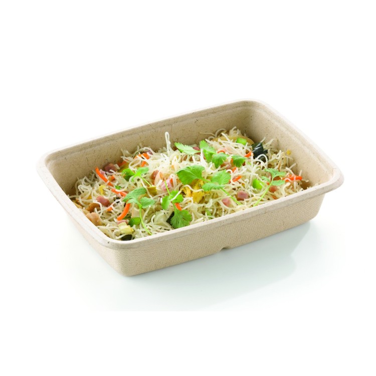 Barquette rectangulaire beige 23x16x5 cm 95 cl Be Pulp (75 pièces)