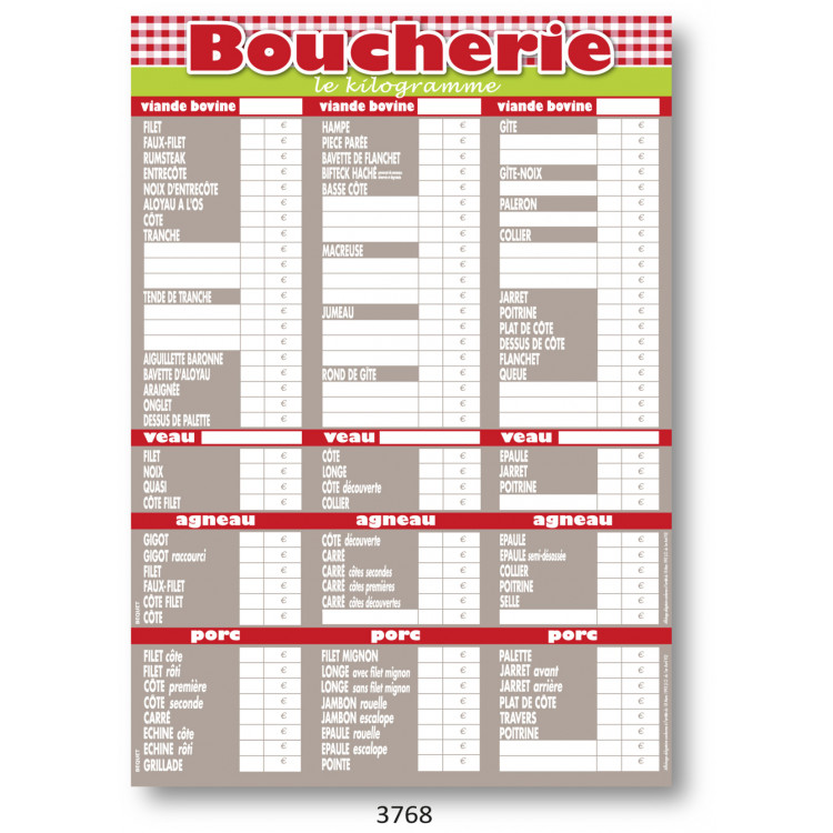 Panneau affichage tarif rectangulaire gris 90x70 cm Olga Bequet