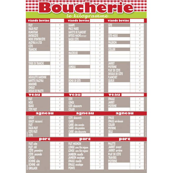 Panneau affichage tarif rectangulaire gris 57x40 cm Olga Bequet