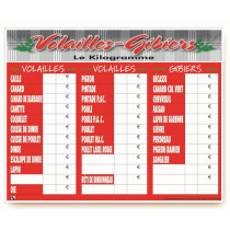 Panneau affichage tarif rectangulaire panaché 40x50 mm Bequet