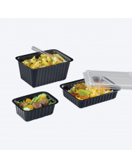 Barquette scellable rectangulaire noir 13,7x9,6x4,1 cm 50 cl Alphaform (100 pièces)