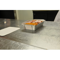 Barquette operculable rectangulaire gris aluminium 14,6x12,1x4 cm 43,5 cl (100 pièces)