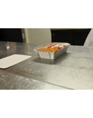 Barquette operculable rectangulaire gris aluminium 14,6x12,1x4 cm 43,5 cl (100 pièces)