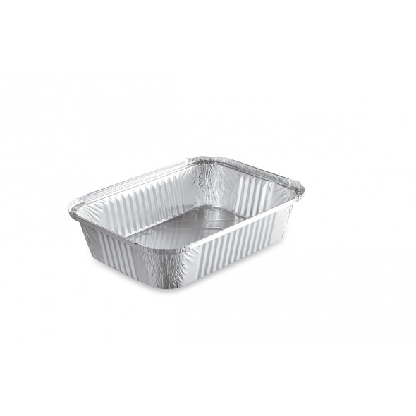 Barquette operculable rectangulaire gris aluminium 26x19x5,65 cm 200 cl (100 pièces)