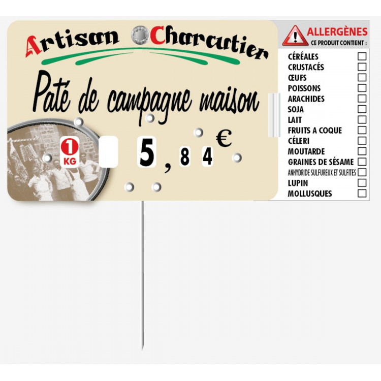 étiquette avec grippeur rectangulaire allergene 7x4 cm Bequet (10 pièces)
