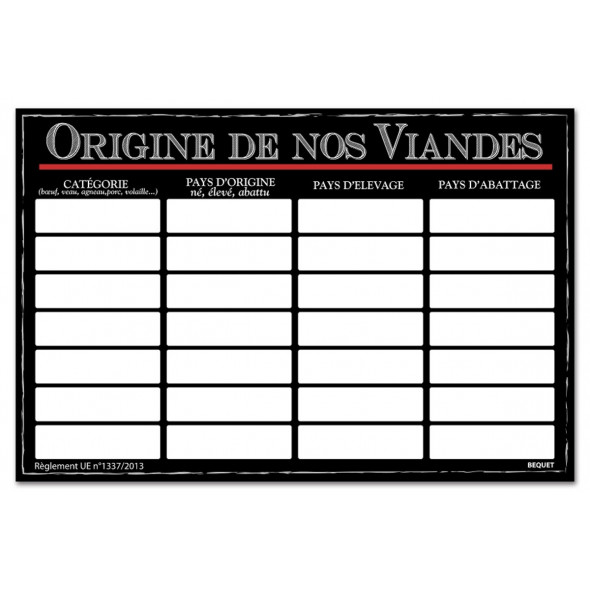 Panneau affichage origine rectangulaire panaché 40x60 mm Bequet