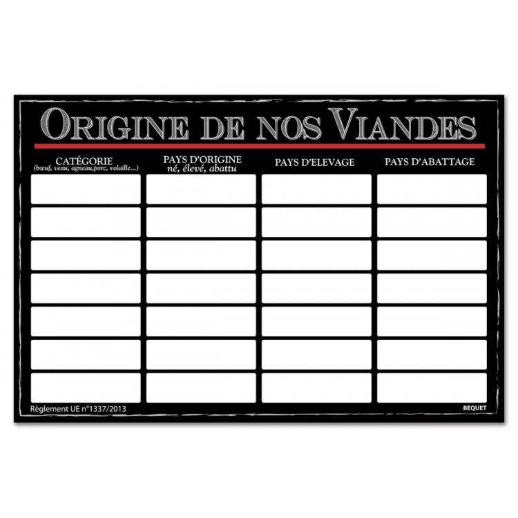Panneau affichage origine rectangulaire panaché 40x60 mm Bequet