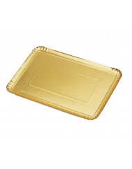 Plateau traiteur rectangulaire or carton 42x28 cm (25 pièces)