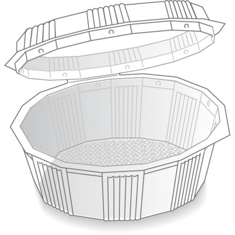 Barquette avec couvercle rond transparent 140x115x50 mm 37 cl Alphaform (105 pièces)