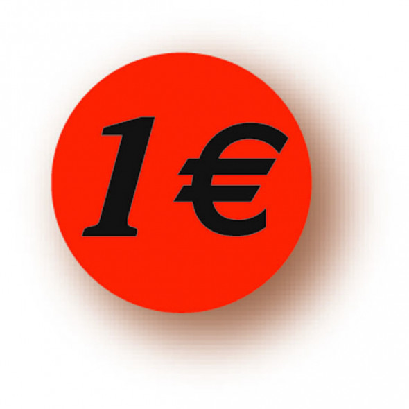 étiquette rond 1€ rouge 3,6x3,6 cm Fluo Bequet (500 pièces)