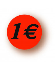 étiquette rond 1€ rouge 3,6x3,6 cm Fluo Bequet (500 pièces)