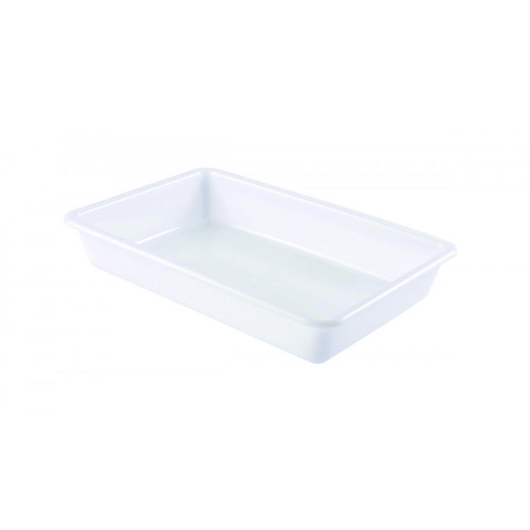 Bac plat Sans couvercle blanc plastique 43,7x28,5x7,5 cm 5 L fond plein parois pleines Gilac