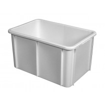 Bac Sans couvercle blanc plastique 60x40x31,5 cm 55 L fond plein parois pleines Gilac