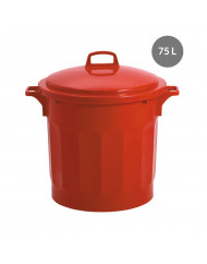 Couvercle pour poubelle 75 L plastique rouge Gilac
