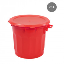 Poubelle plastique 75 L rouge Gilac