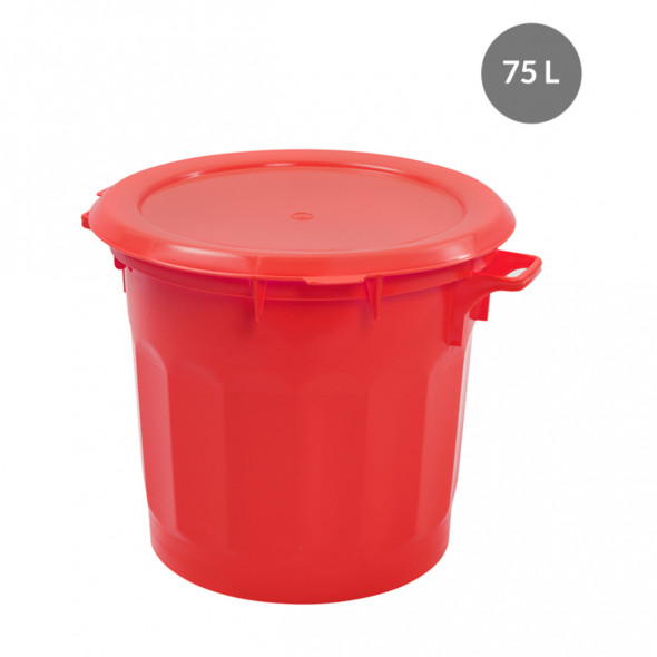Poubelle plastique 75 L rouge Gilac