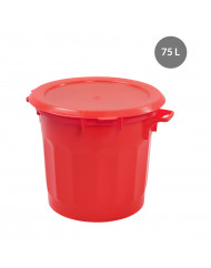 Poubelle plastique 75 L rouge Gilac