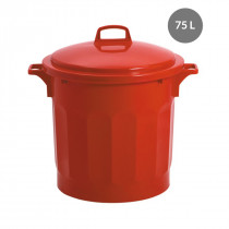 Poubelle plastique 75 L rouge Gilac