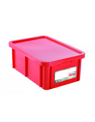 Bac gerbable Avec couvercle rouge plastique 60x40x23 cm 35 L fond plein parois pleines Gilac