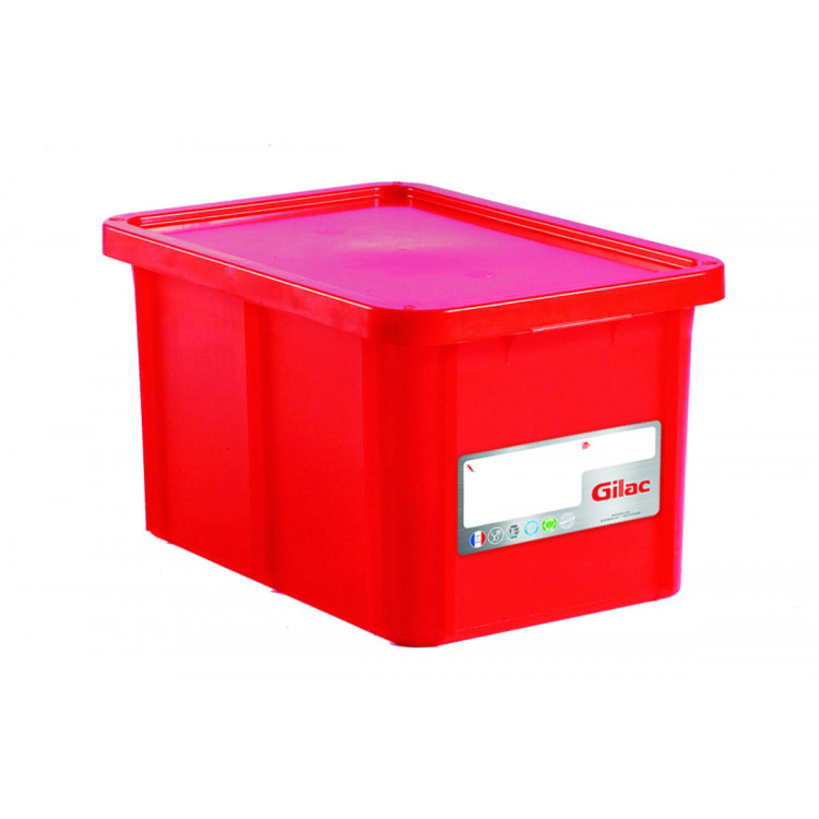 Bac gerbable Avec couvercle rouge plastique 60x40x33 cm 55 L fond plein parois pleines Gilac