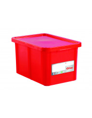 Bac gerbable Avec couvercle rouge plastique 60x40x33 cm 55 L fond plein parois pleines Gilac