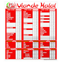 Panneau affichage tarif rectangulaire panaché 77x70,5 mm Bequet