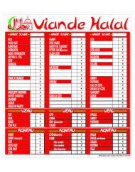 Panneau affichage tarif rectangulaire panaché 77x70,5 mm Bequet