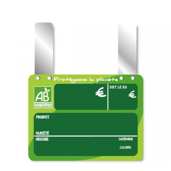 étiquette fruits/légumes rectangulaire AB - Protégeons la planète 150x200 mm Bequet (10 pièces)