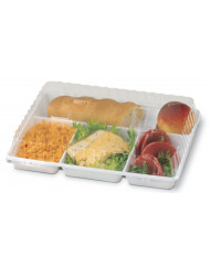 Plateau repas rectangulaire blanc plastique 29x22,4x3 cm Alphaform (50 pièces)