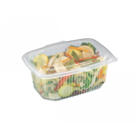 Barquette avec couvercle à charnière rectangulaire transparent 12,3x11,4x6,2 cm 25 cl Ondipack Alphaform (50 pièces)