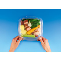 Barquette avec couvercle à charnière rectangulaire transparent 12,3x11,4x6,2 cm 25 cl Ondipack Alphaform (50 pièces)