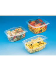 Barquette avec couvercle à charnière rectangulaire transparent 12,3x11,4x6,8 cm 37,5 cl Ondipack Alphaform (50 pièces)