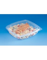 Barquette avec couvercle rectangulaire transparent 19x18,5x7,1 cm 76 cl Ondipack Alphaform (50 pièces)