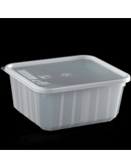 Barquette avec couvercle rectangulaire blanc 12,1x10,6x5,4 cm 45 cl Carty (200 pièces)