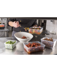 Barquette avec couvercle rectangulaire blanc 12,1x10,6x5,4 cm 45 cl Carty (200 pièces)