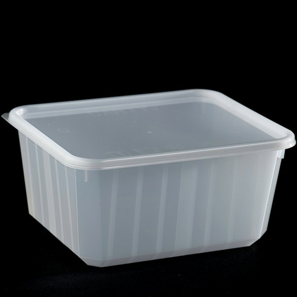 Barquette avec couvercle rectangulaire blanc 14,2x11,8x6,8 cm 75 cl Carty (200 pièces)