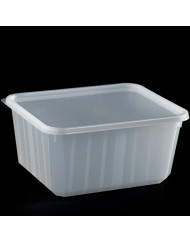 Barquette avec couvercle rectangulaire blanc 14,2x11,8x6,8 cm 75 cl Carty (200 pièces)