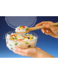 Barquette avec couvercle rectangulaire transparent 19,6x15,8x5,5 cm 100 cl Multipack Alphaform (40 pièces)