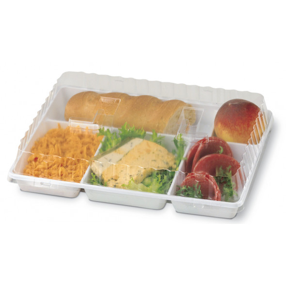 Couvercle plateau repas rectangulaire transparent plastique 29,7x23,1x5 cm Alphaform (50 pièces)