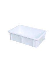 Bac gerbable Sans couvercle blanc plastique 60x40x16,5 cm 25 L fond plein parois pleines Gilac