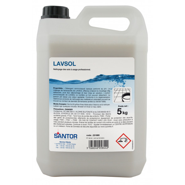 Détergent ammoniaqué 5 KG Lavsol Santor
