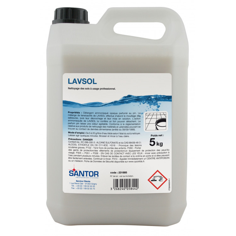 Détergent ammoniaqué 5 KG Lavsol Santor