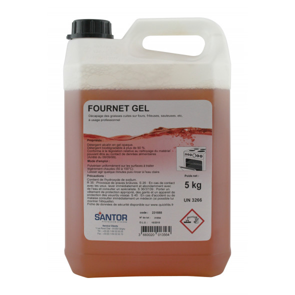 Détergent dégraissant gel alcalin pour le décapage des graisses cuites 5 KG Fournet Santor