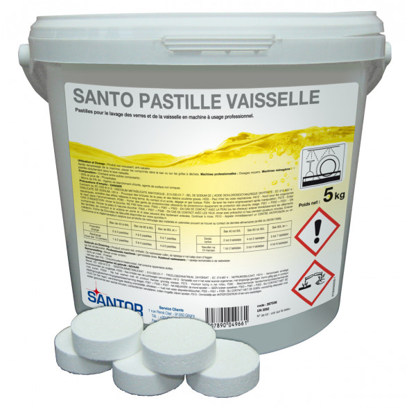 Pastilles de lavage verre et vaisselle en machine 5 KG Santo Pastille Santor